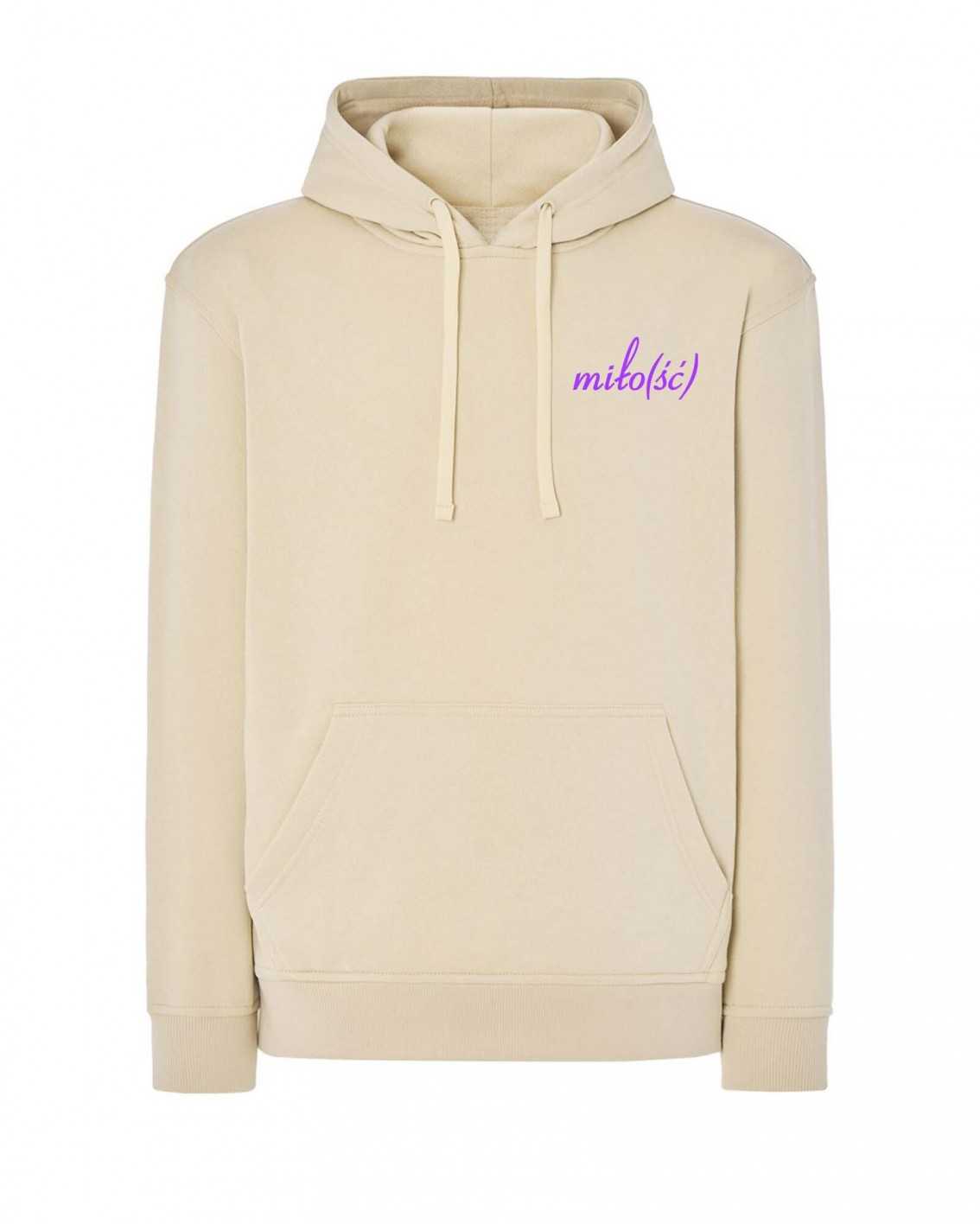 NEW! Original hoodie beżowa z fioletowym haftem Miło(ść)