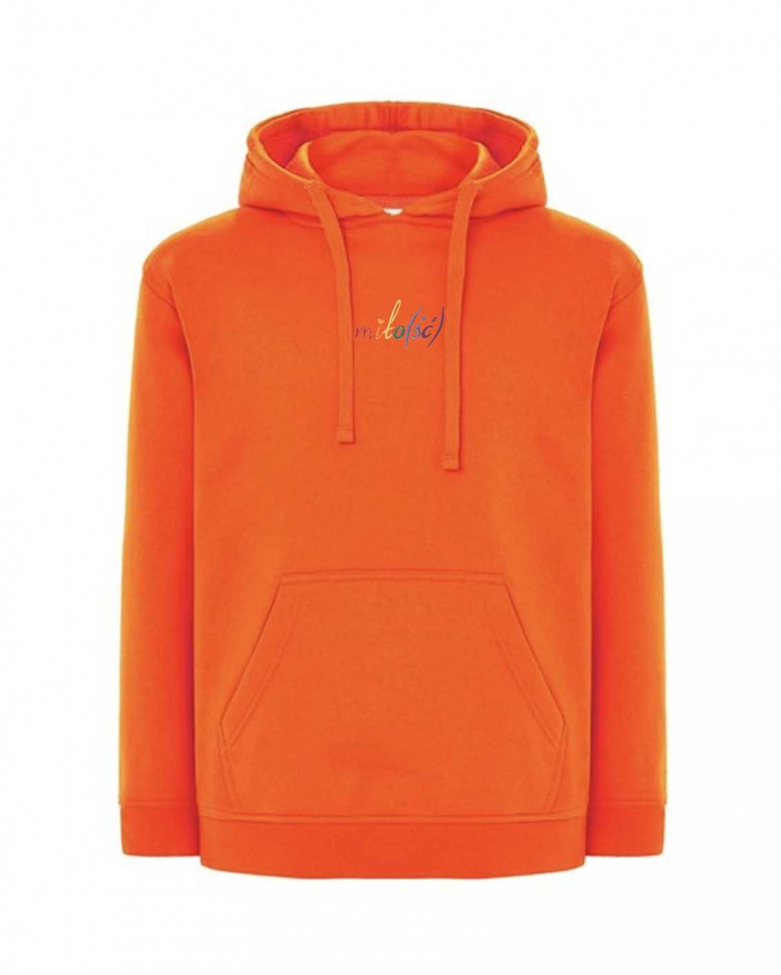 NOWOŚĆ! Original hoodie pomarańczowa z tęczowym haftem Miło(ść)