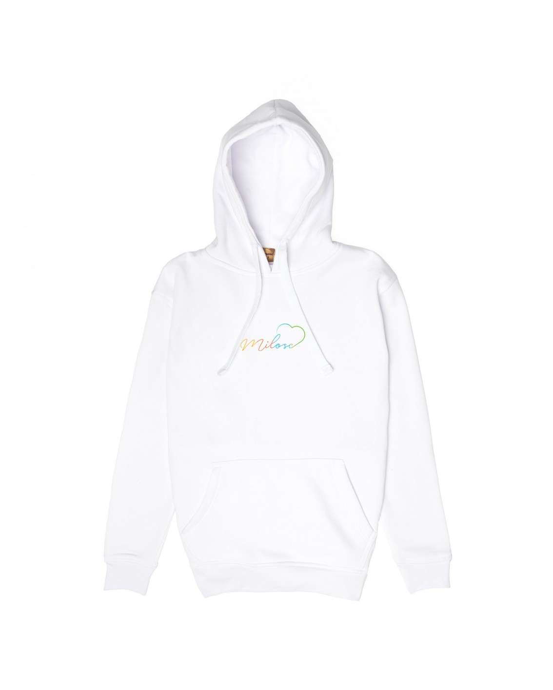 Nowość! hoodie biała z nowym logo tęczowym Miło(ść)