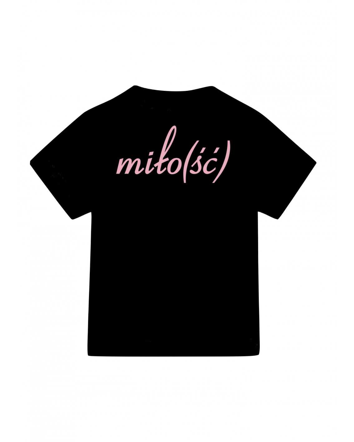 NEW! t-shirt czarny z różowym haftem i nadrukiem