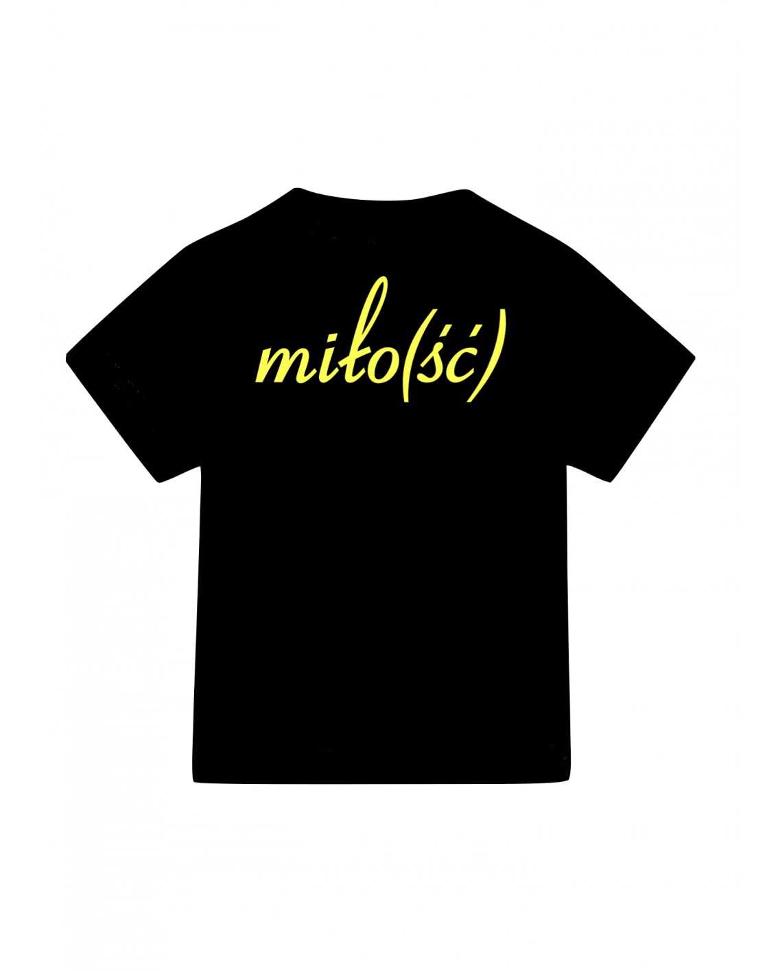 NEW! t-shirt czarny z żółtym haftem i nadrukiem