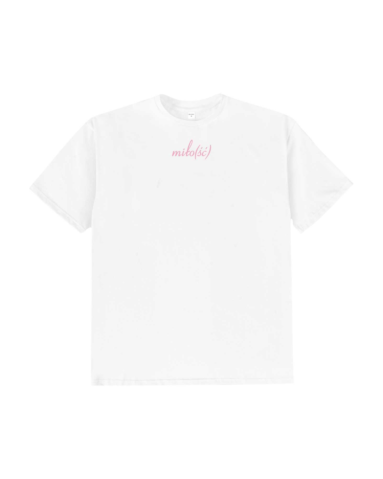 NEW! t-shirt biały z różowym haftem i nadrukiem