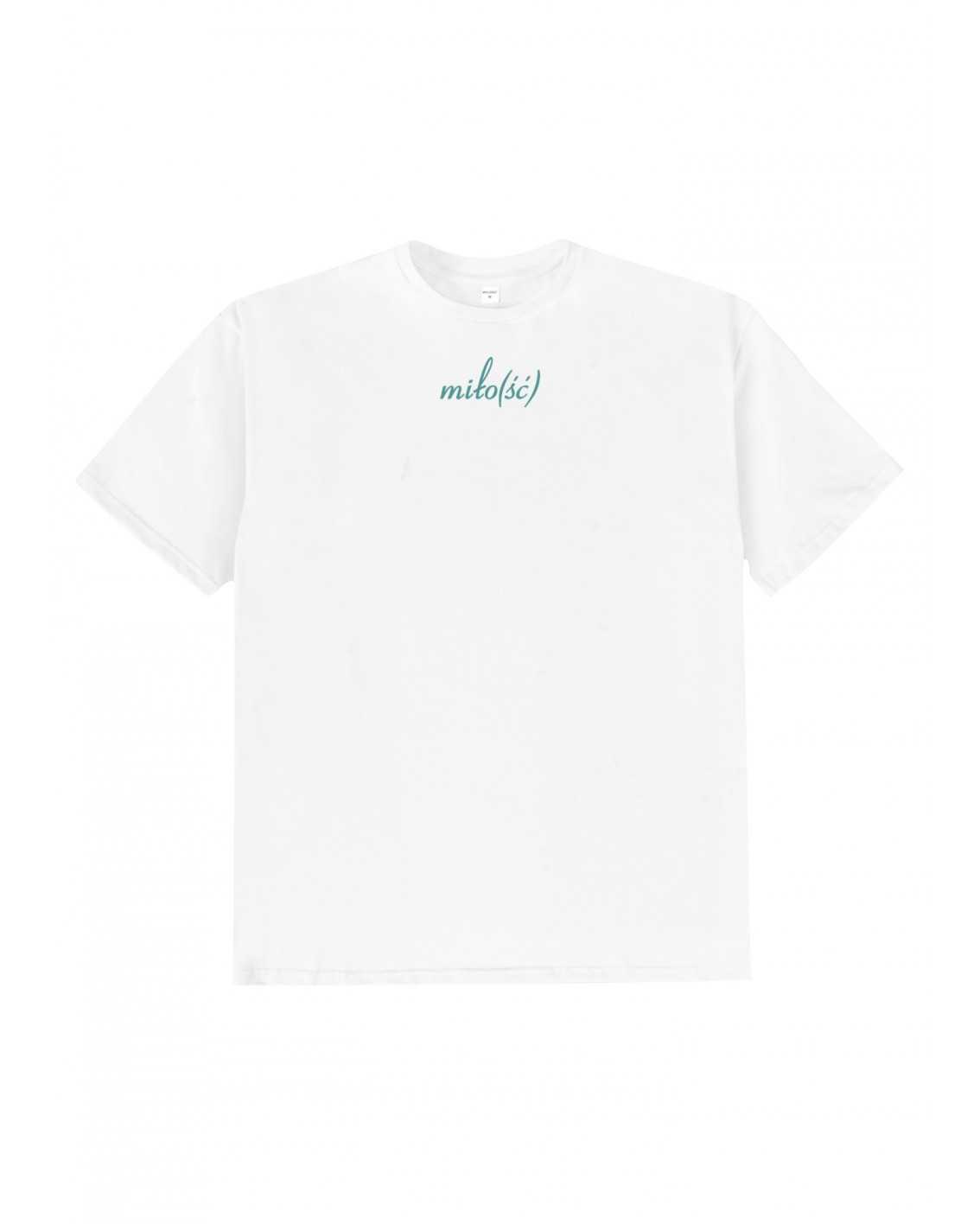 NEW! t-shirt biały z zielonym haftem i nadrukiem