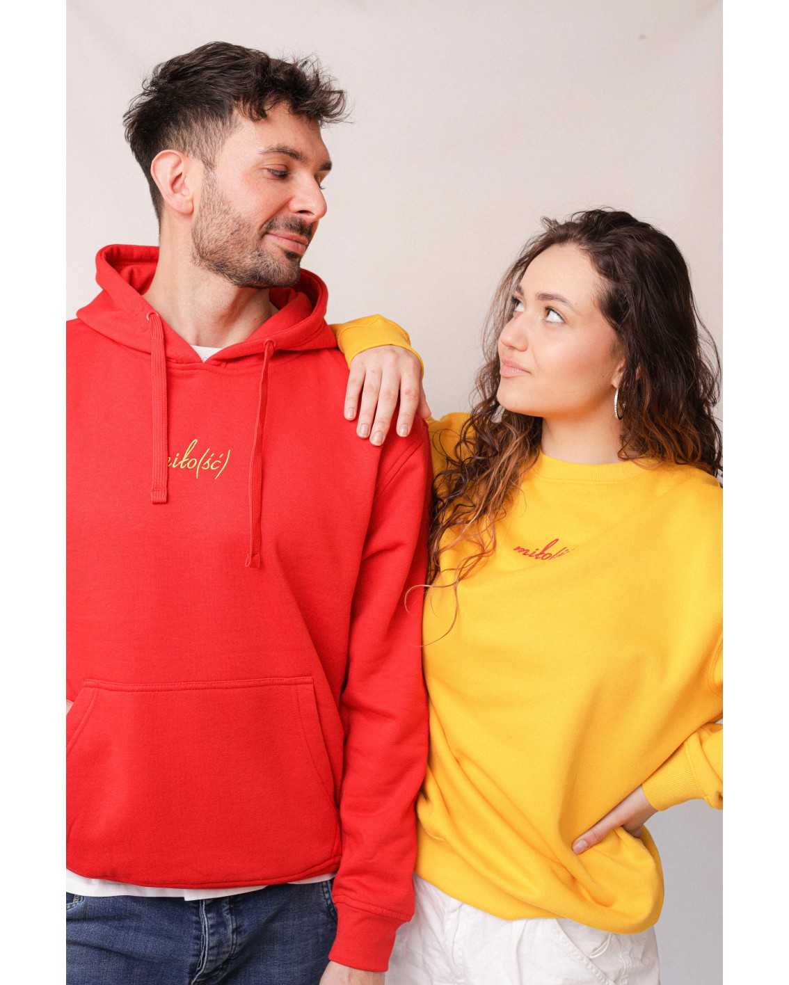 Zestaw energetyczny! czerwone hoodie z żółtym + żółty crewneck z czerwonym